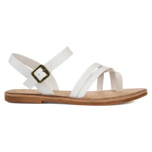 Brinley Co. Womens Strappy Ankle Wrap Sandal White, 6.5 Regular US
