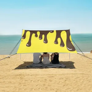 Brown Chocolate Beach Canopy Tent Anti-UV & Wind Resistant, Dripping Camping Sun Shelter Easy Setup Portable,Outdoor Shade Tents with Sandbags,Sand Shovels,Ground Pegs & Stability Poles