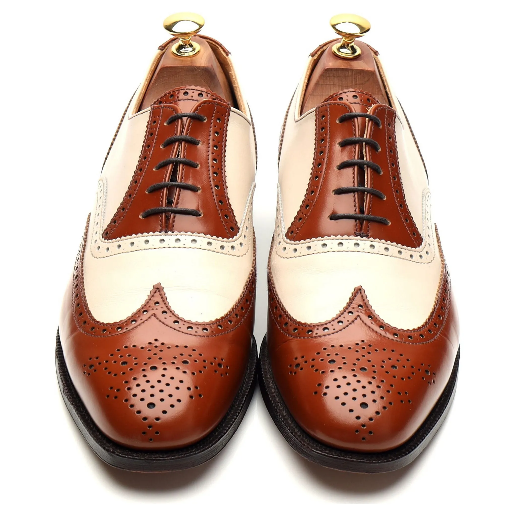 Brown White Leather Spectator Brogues UK 9 F