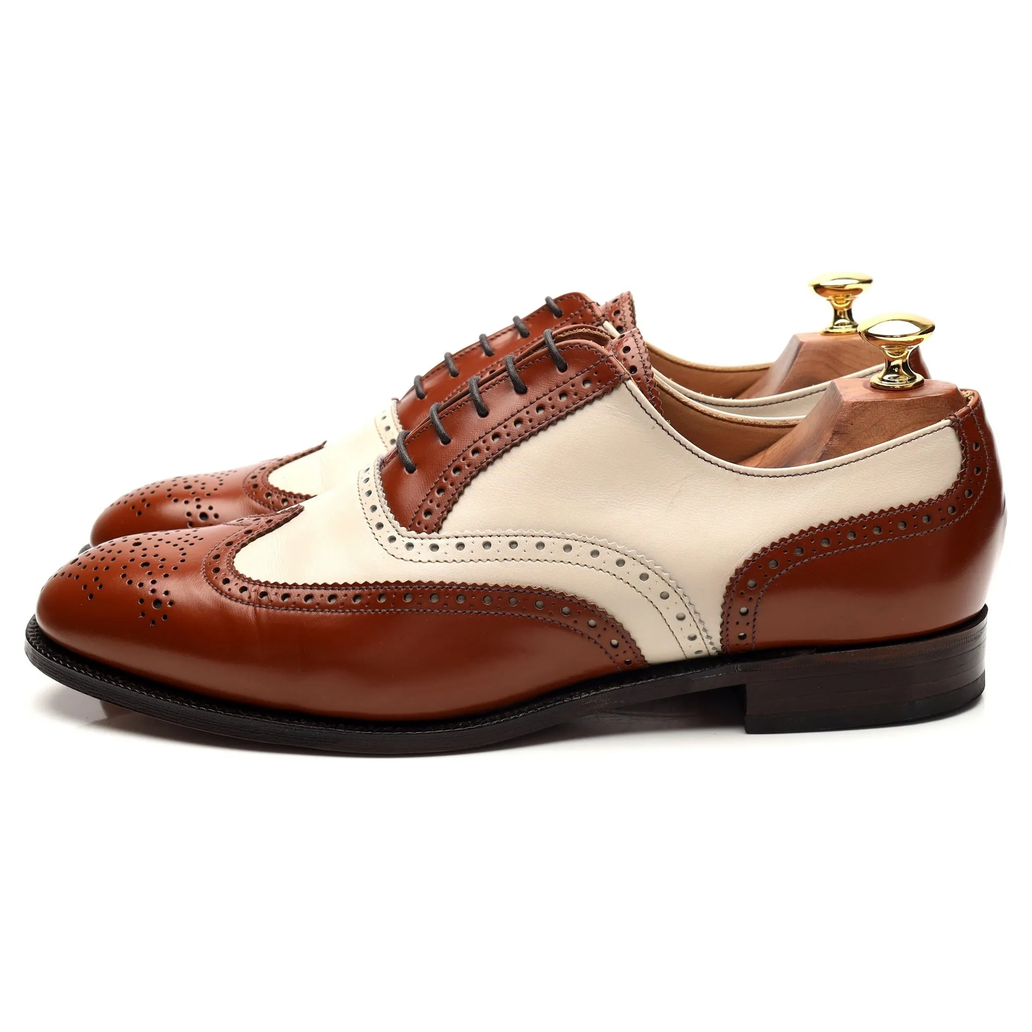 Brown White Leather Spectator Brogues UK 9 F