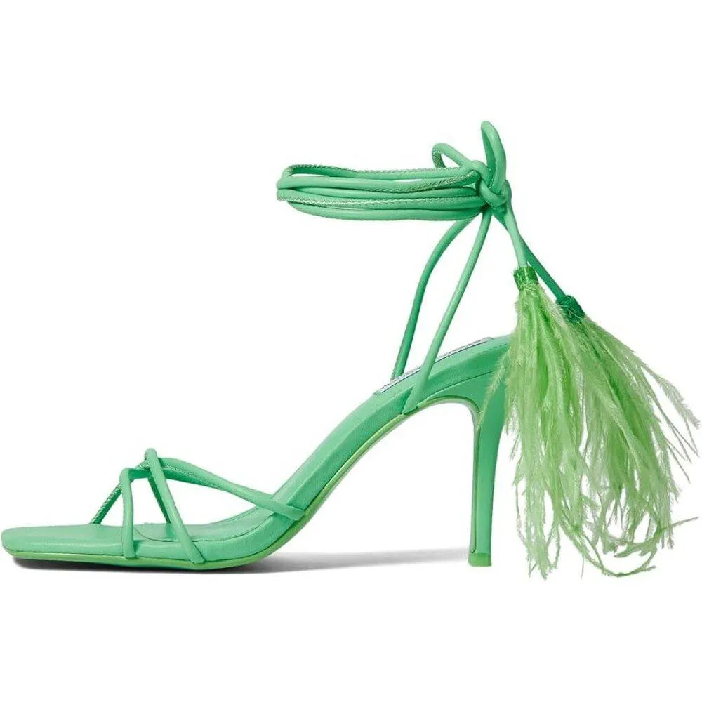 Bryden Green Feathered Heeled Sandals
