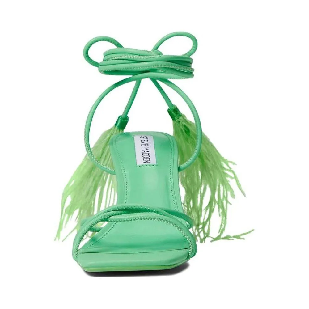 Bryden Green Feathered Heeled Sandals
