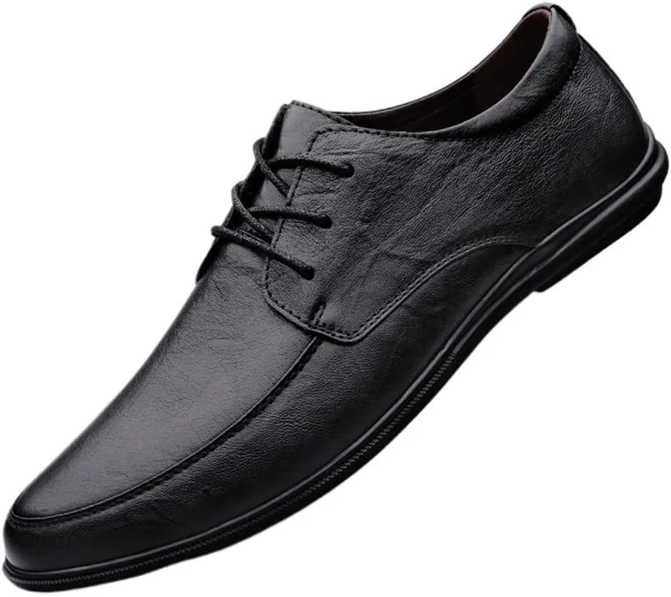 Business Soft Bottom Casual Oxfords Mens Leather Lace Up Shoes Lightweight and Comfortable Formal