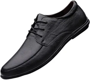 Business Soft Bottom Casual Oxfords Mens Leather Lace Up Shoes Lightweight and Comfortable Formal