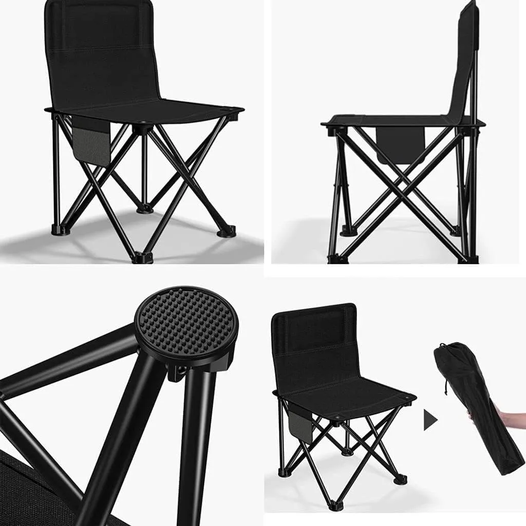 Camping Chair Folding Portable Outdoor Backrest Fishing with Side Pocket Lightweight Leisure Chairs Padded Deck for Ad