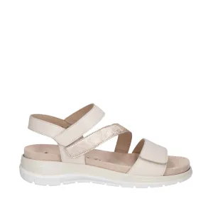 Caprice Low Heel Strappy Velcro Sandal Off White Comb