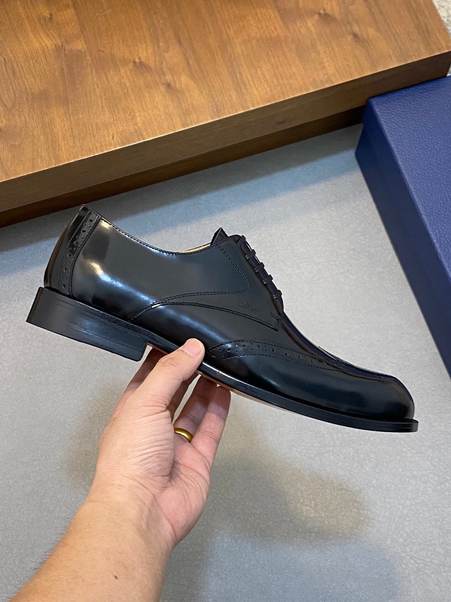 CD POINED TOE LONDON OXFORD BLACK POLISHED CALFSKIN
