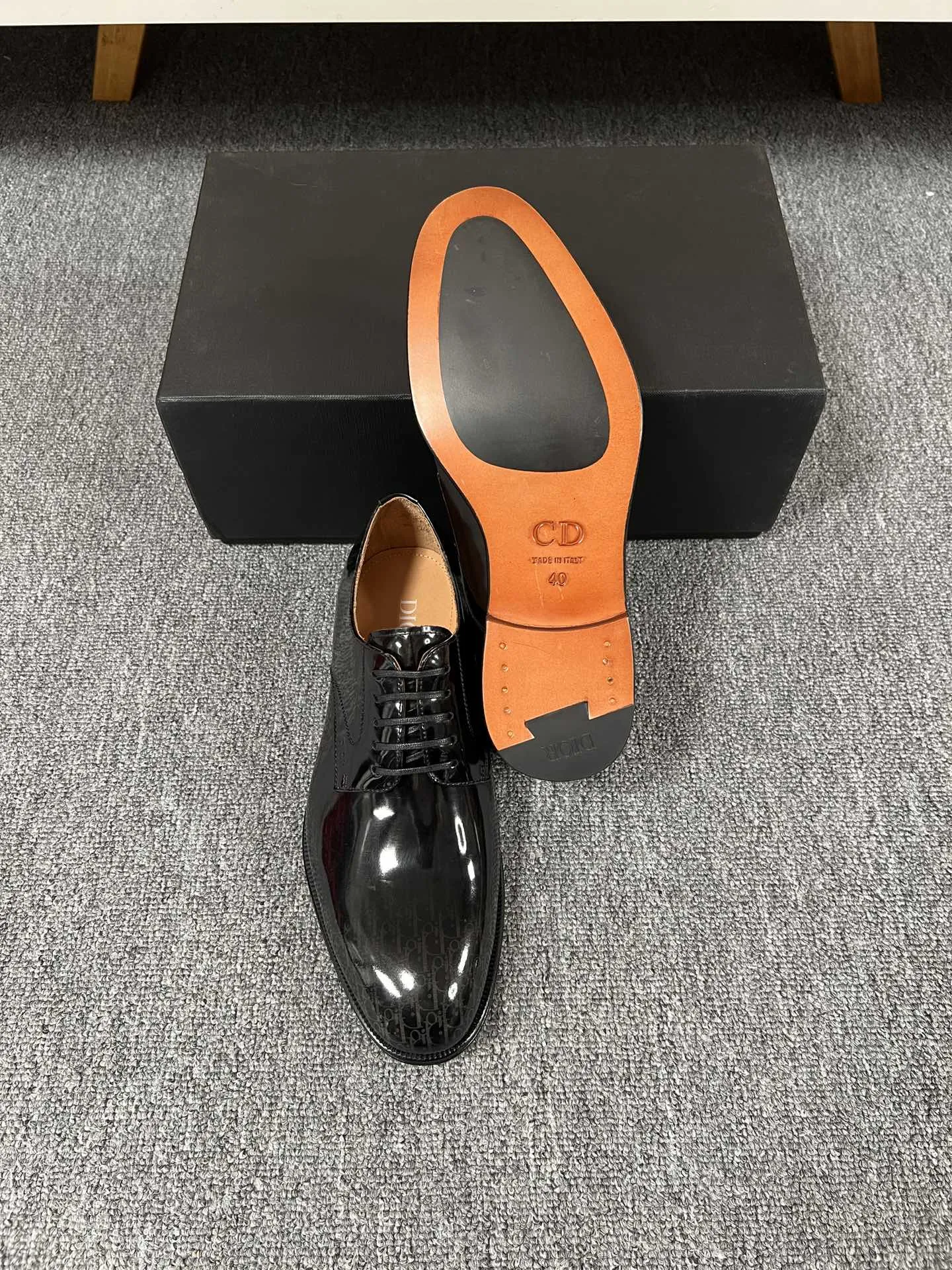 CD TIMELESS OXFORD BLACK POLISHED CALFSKIN WITH MONOGRAM