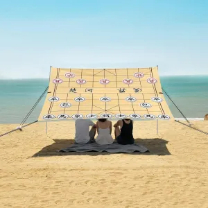 Chinese Chess Board and Pieces Beach Camping Tent Sun Shelter for Whole Family, Beach Shade Canopy with UPF50  UV Protection,Easy Set Up and Carry,Outdoor Shade for Trips, Fishing, Backyard Fun