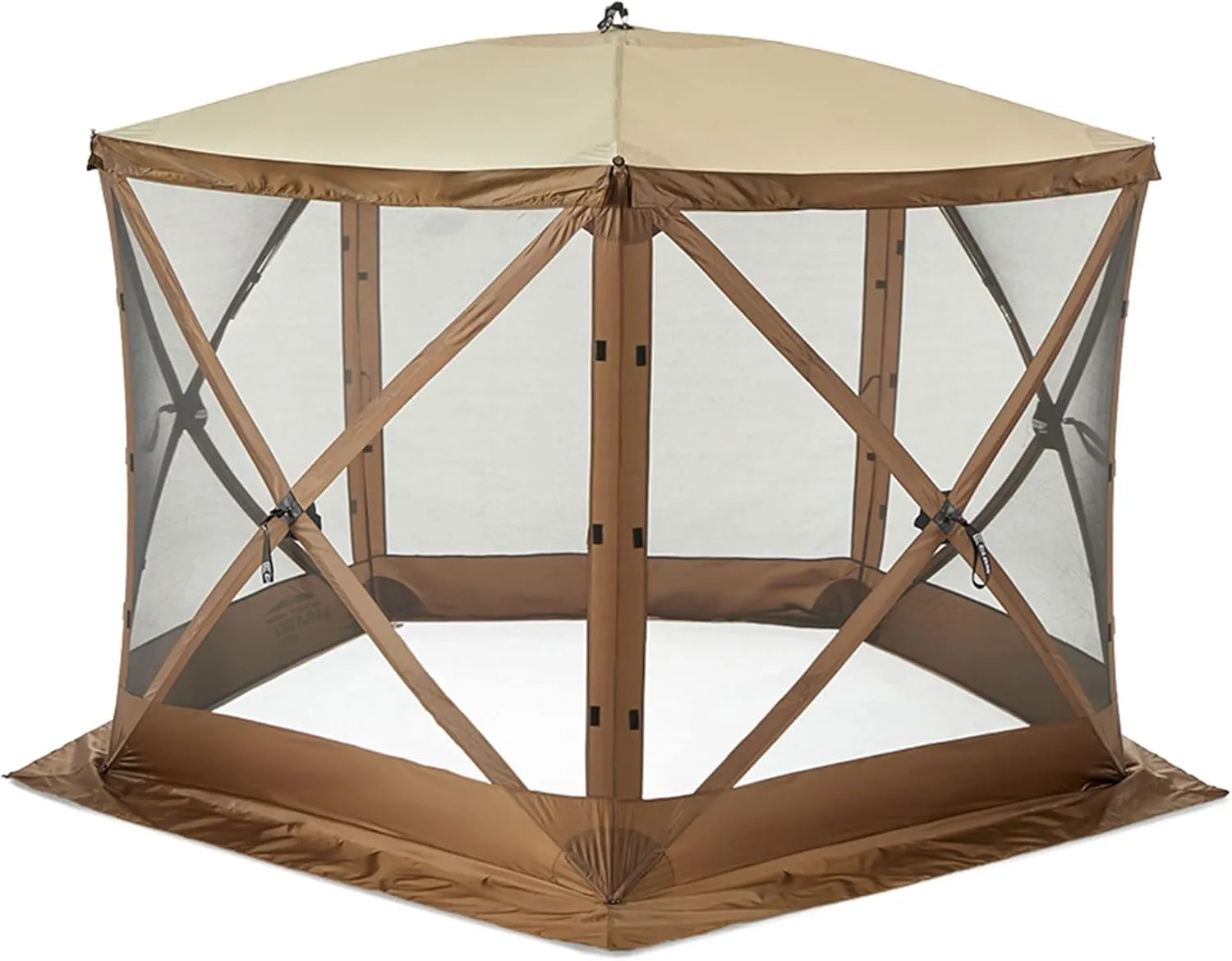 CLAM Pop Up Screen Tent, Outdoor Camping Gazebo Canopy, Venture, 9' x 9', Brown
