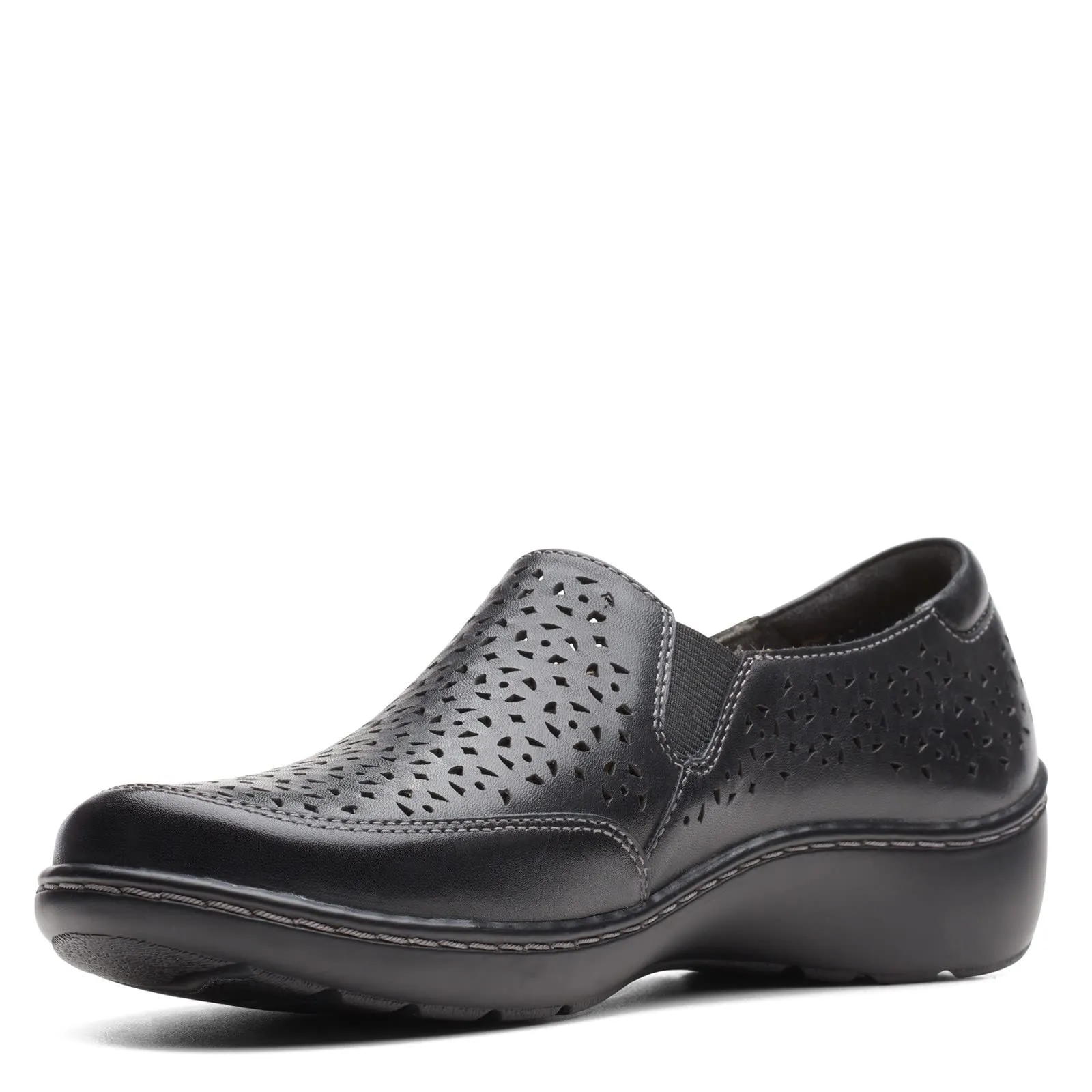 Clarks Cora Sky Loafer, Black Leather, 8 Medium