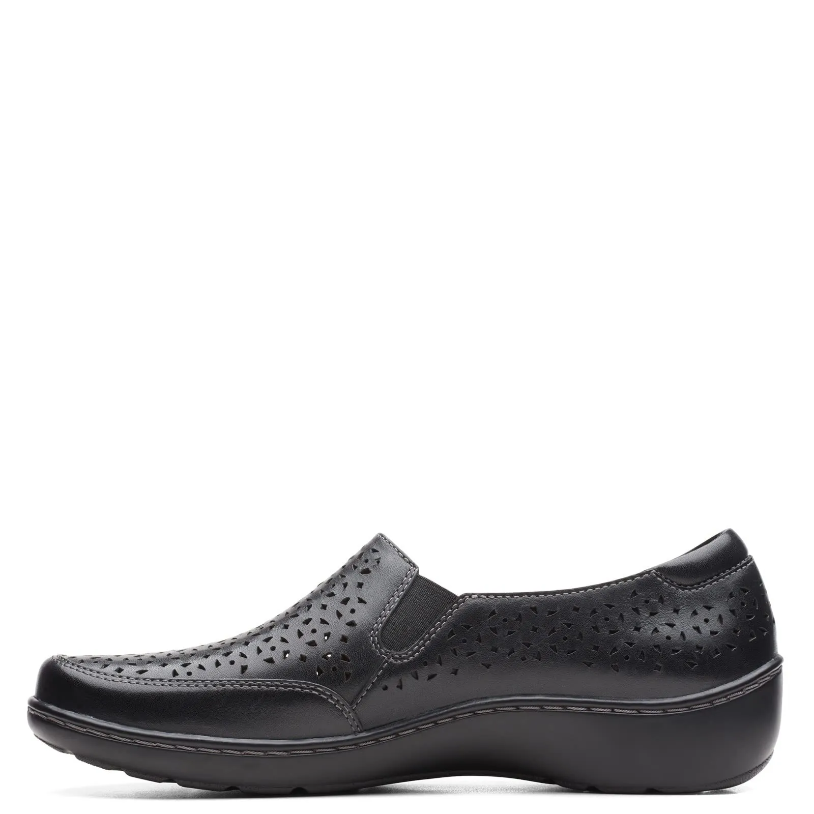 Clarks Cora Sky Loafer, Black Leather, 8 Medium