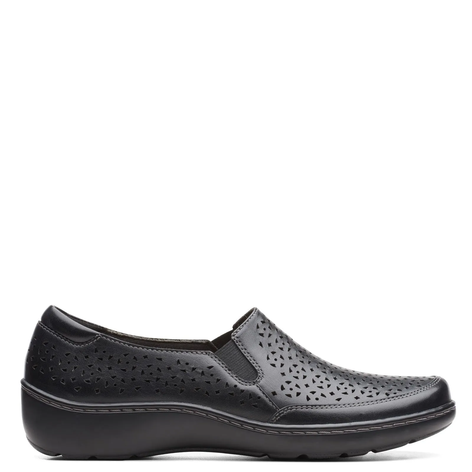 Clarks Cora Sky Loafer, Black Leather, 8 Medium