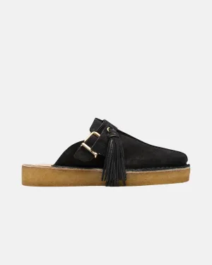 CLARKS ORIGINALS WOMENS TREK MULE SHOES BLACK SUEDE WARM LINED