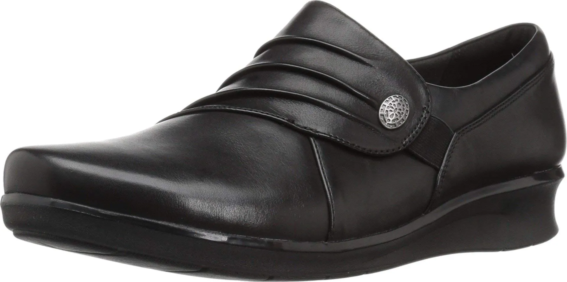 Clarks Women's Hope Roxanne Loafer, Black Leather, 10 M US