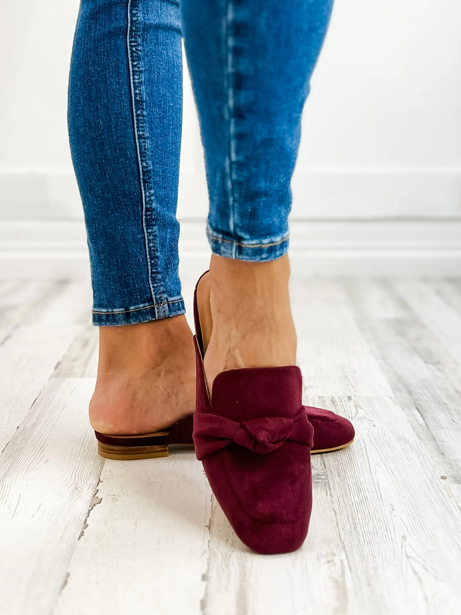 Corkys Clingy Mules in Burgundy Faux Suede