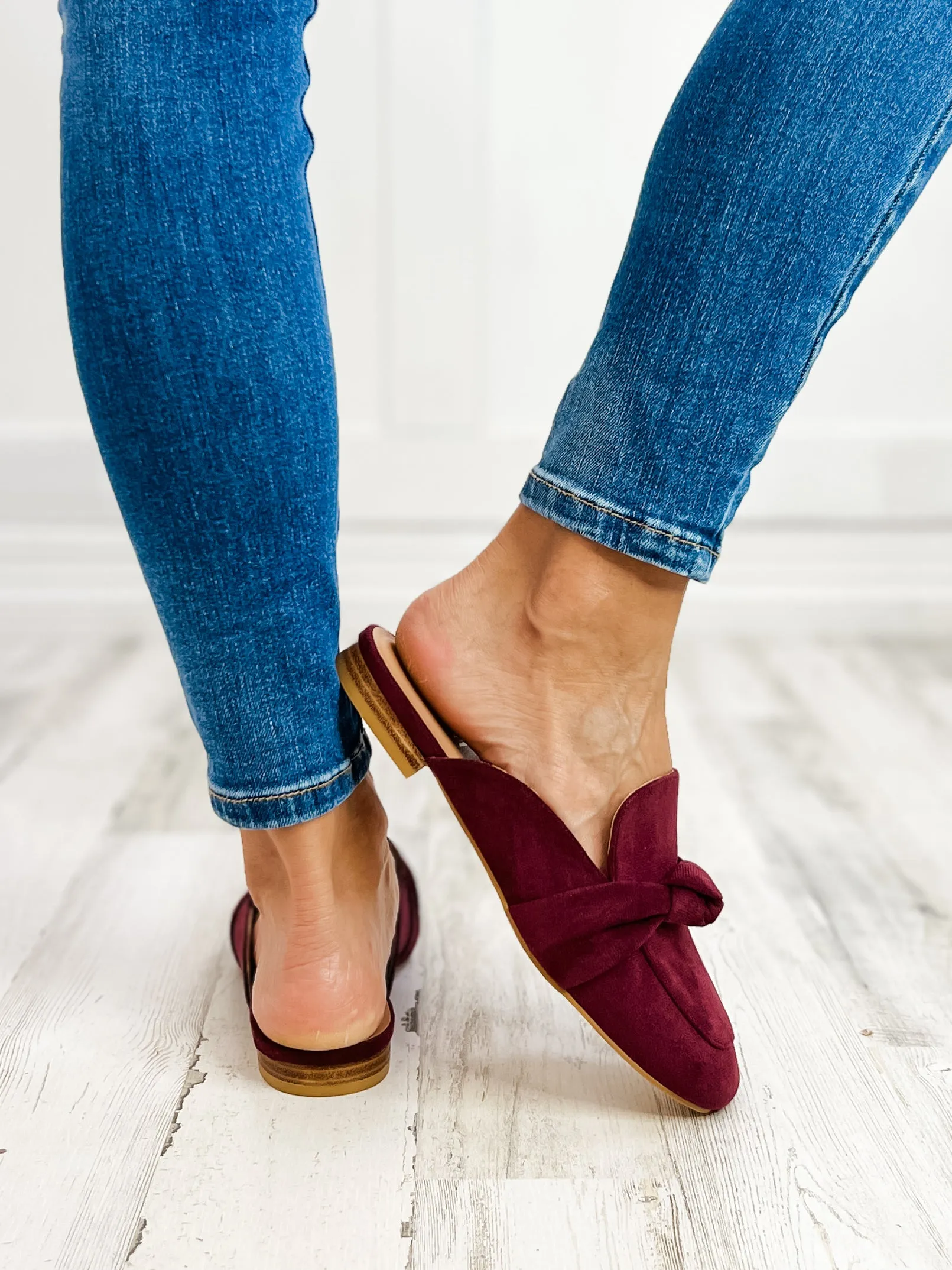 Corkys Clingy Mules in Burgundy Faux Suede