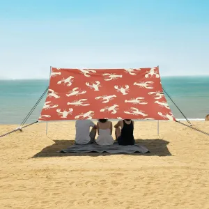 Crawfish Lobster Beach Camping Tent Sun Shelter for Whole Family, Beach Shade Canopy with UPF50  UV Protection,Easy Set Up and Carry,Outdoor Shade for Trips, Fishing, Backyard Fun Picnics