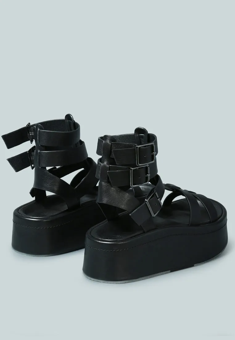Cruz Gladiator Platform Leather Sandal By Ruw
