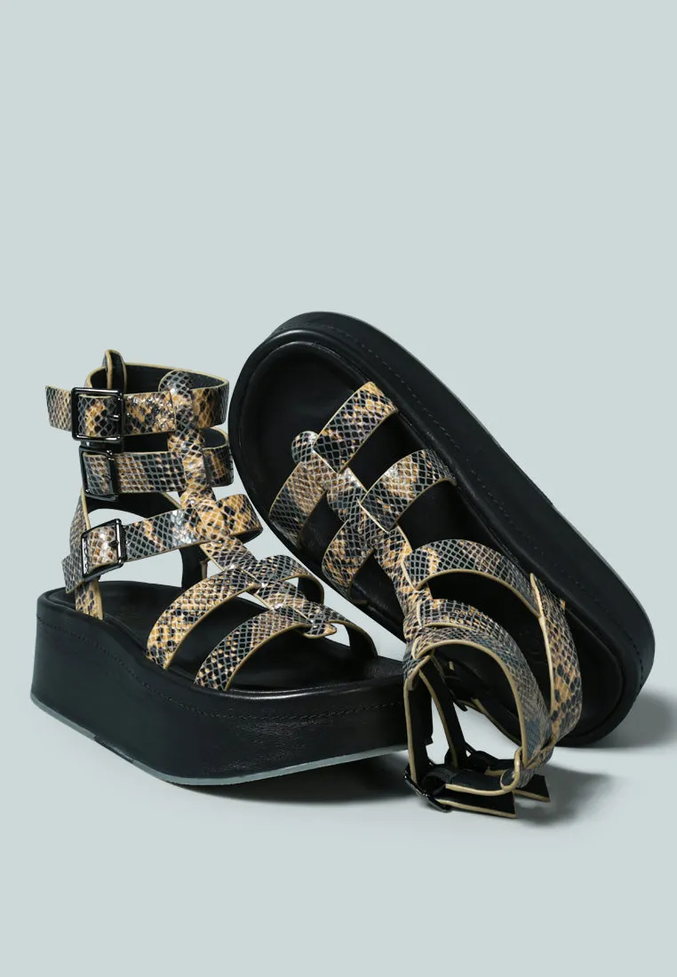 Cruz Gladiator Platform Leather Sandal By Ruw