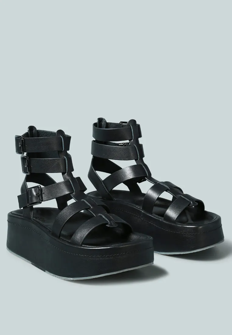 Cruz Gladiator Platform Leather Sandal By Ruw
