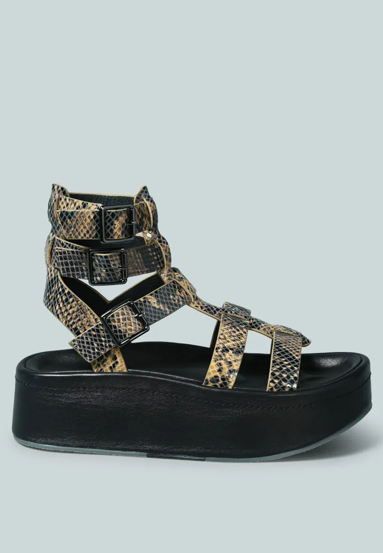 Cruz Gladiator Platform Leather Sandal By Ruw