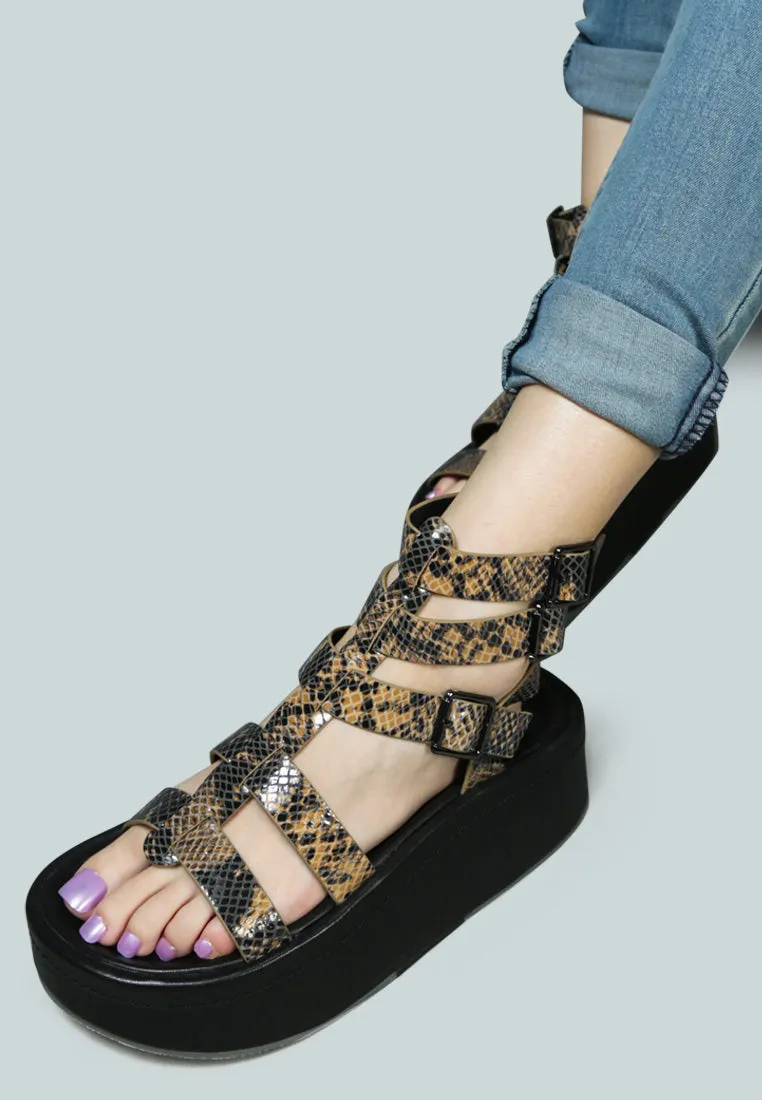 Cruz Gladiator Platform Leather Sandal By Ruw