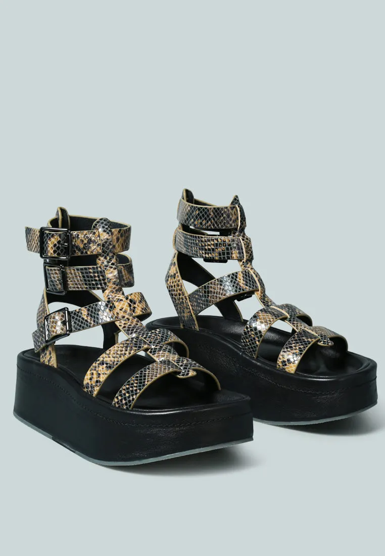 Cruz Gladiator Platform Leather Sandal By Ruw