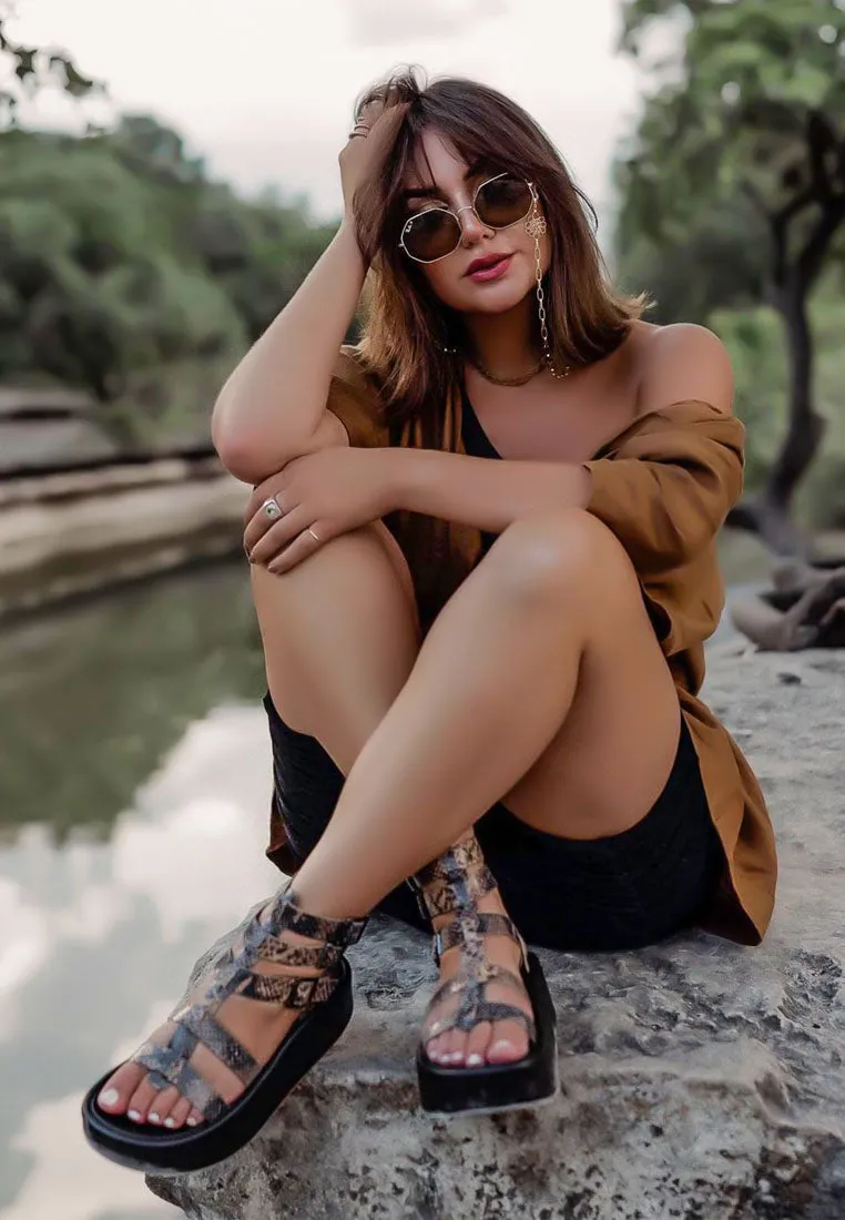 Cruz Gladiator Platform Leather Sandal By Ruw