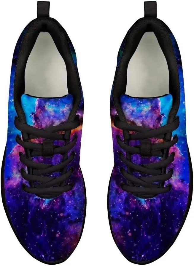 Dellukee Galaxy Print Walking Shoes Women Casual Mesh Colorful Durable Breathable Lace Up Fashion Sneaker