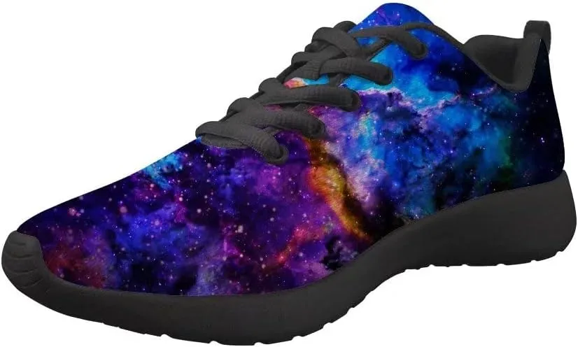 Dellukee Galaxy Print Walking Shoes Women Casual Mesh Colorful Durable Breathable Lace Up Fashion Sneaker