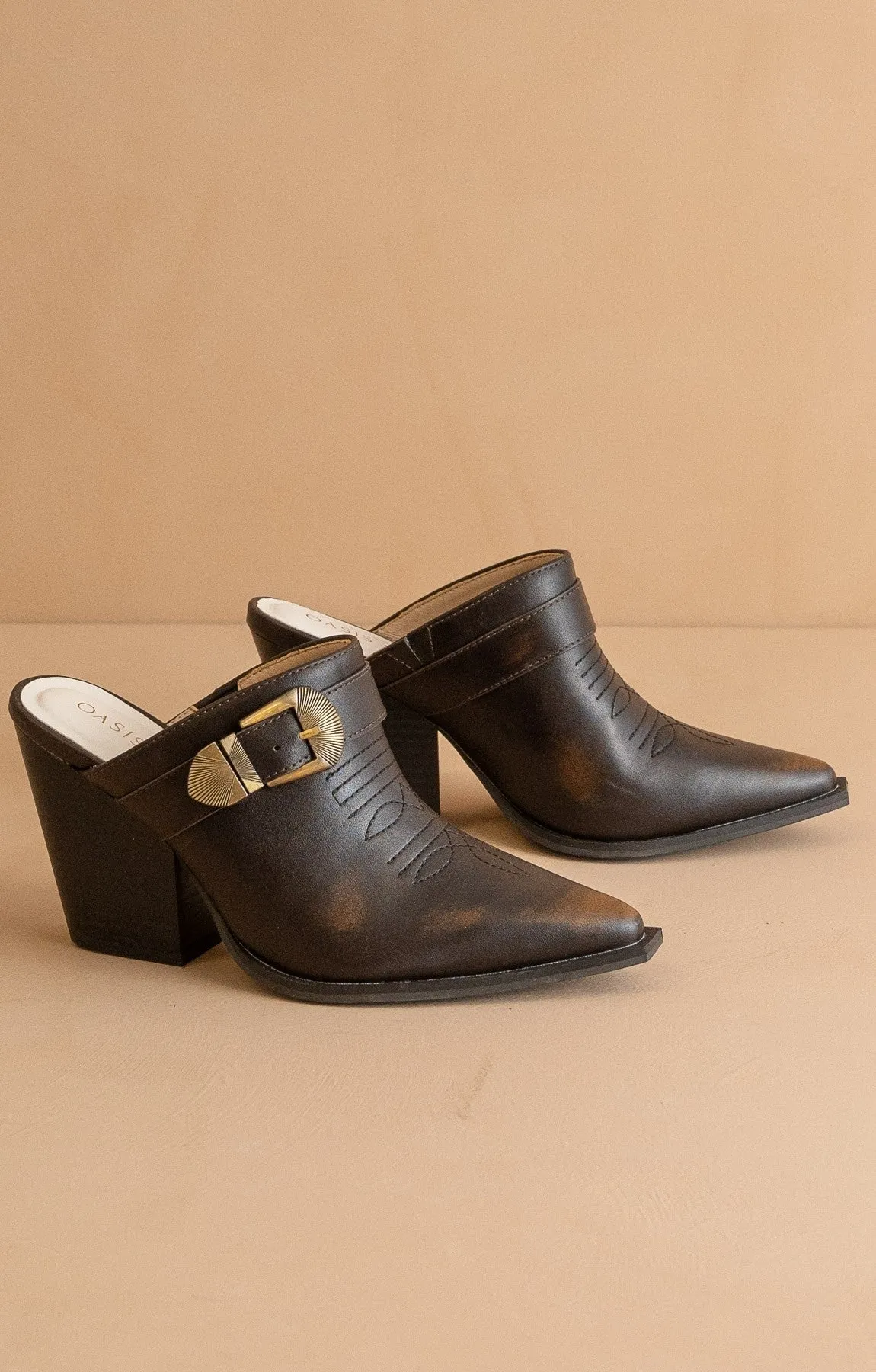 Dixie - Mules With Western Buckle Detail