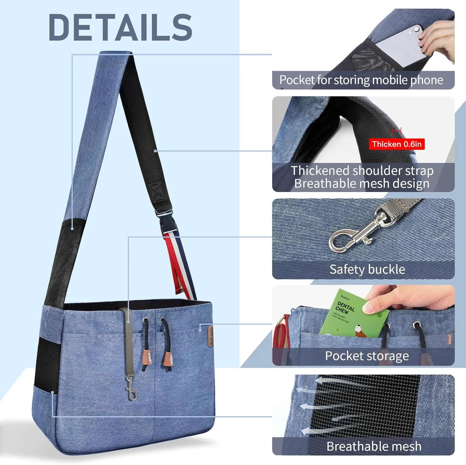 Dog Sling Carrier Hand Free Pet Sling Bag for Small Dogs Puppy Cats to Travel Walking and Outdoor Activities