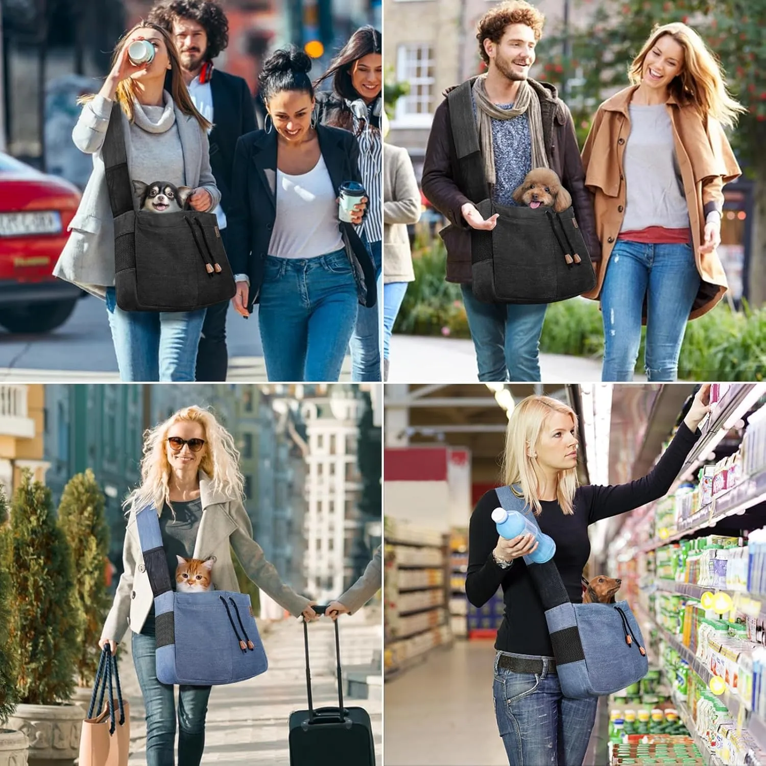 Dog Sling Carrier Hand Free Pet Sling Bag for Small Dogs Puppy Cats to Travel Walking and Outdoor Activities