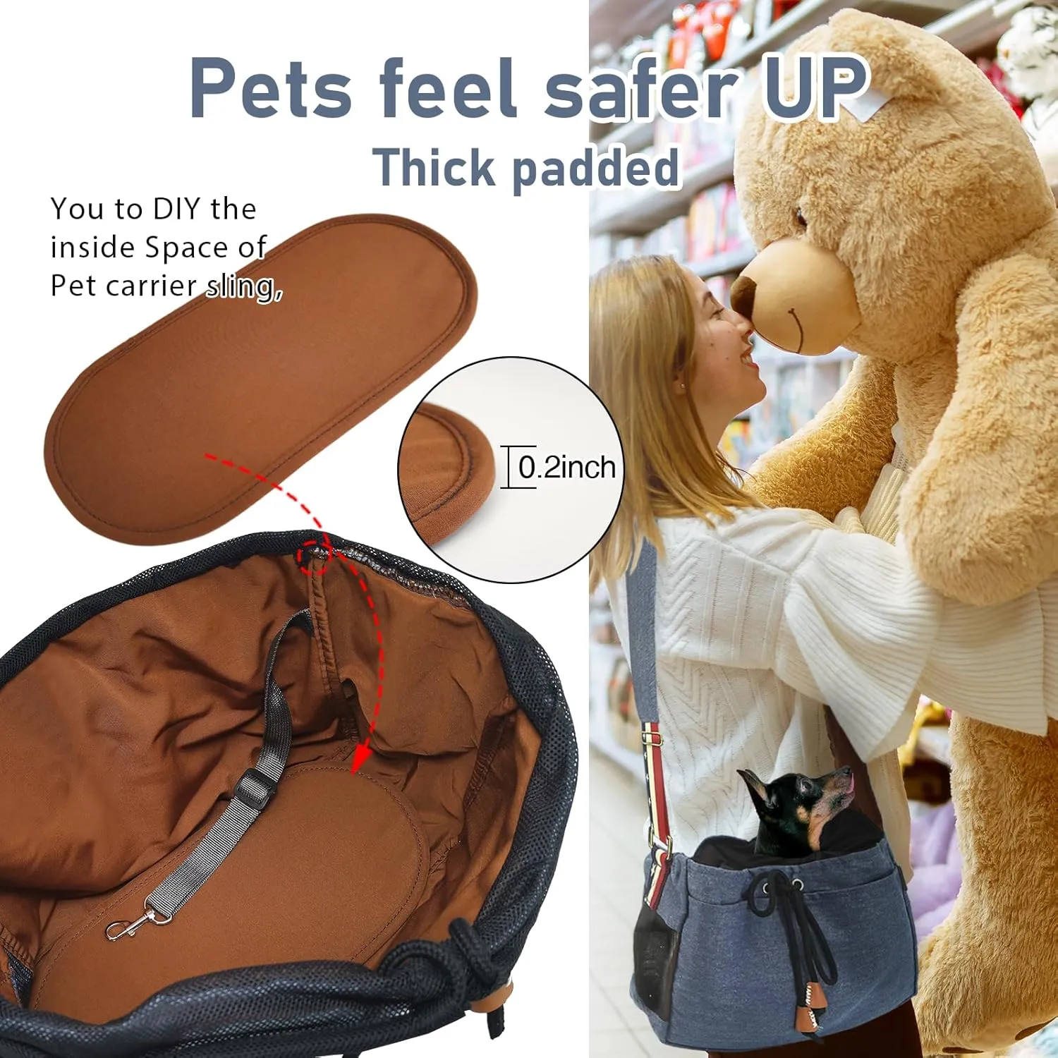 Dog Sling Carrier Hand Free Pet Sling Bag for Small Dogs Puppy Cats to Travel Walking and Outdoor Activities