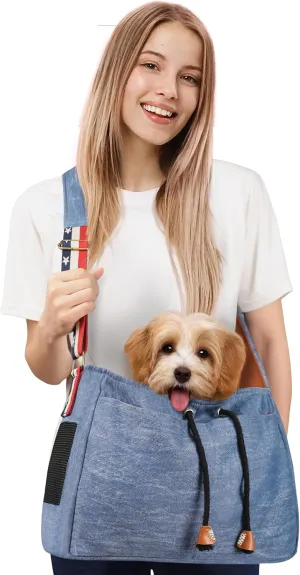 Dog Sling Carrier Hand Free Pet Sling Bag for Small Dogs Puppy Cats to Travel Walking and Outdoor Activities