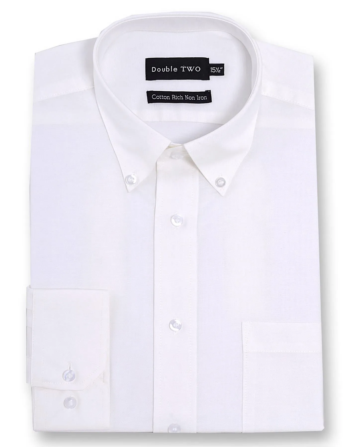 Double Two Men's Long Sleeved Non-Iron Oxford Cotton Rich Shirt (4900) Size 14.5-23"