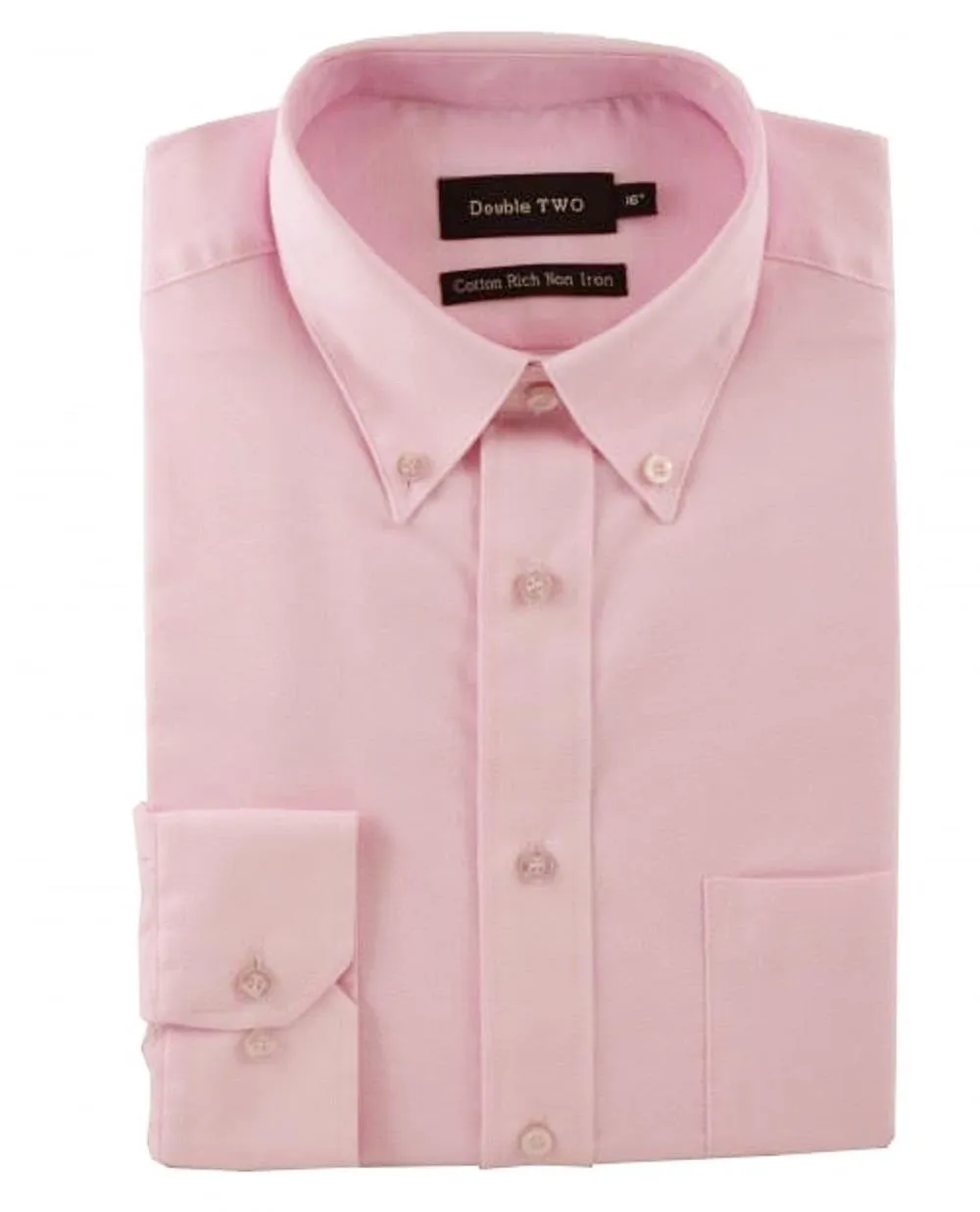 Double Two Men's Long Sleeved Non-Iron Oxford Cotton Rich Shirt (4900) Size 14.5-23"
