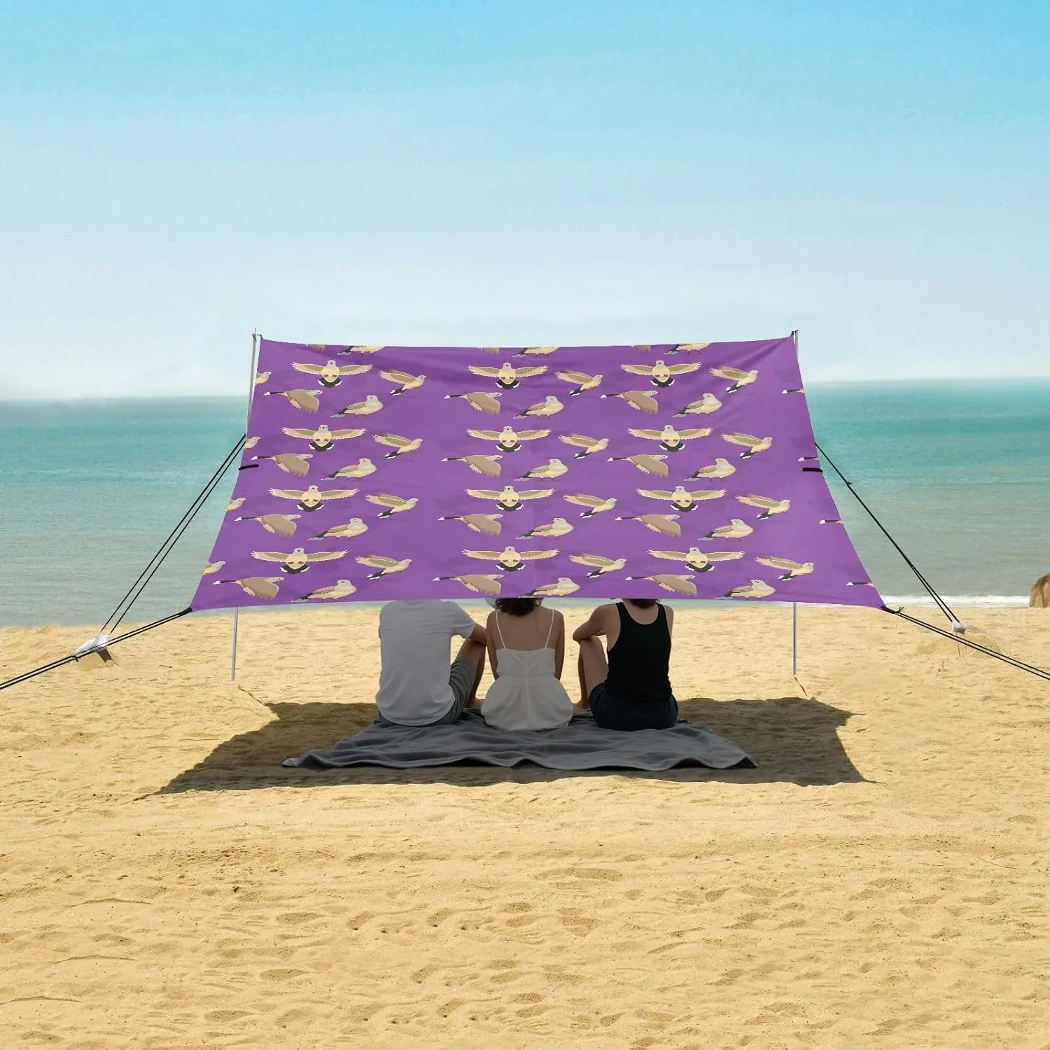 Dove Bird Flying Cartoon Beach Camping Tent Sun Shelter for Whole Family, Beach Shade Canopy with UPF50  UV Protection,Easy Set Up and Carry,Outdoor Shade for Trips, Fishing, Backyard Fun Picni