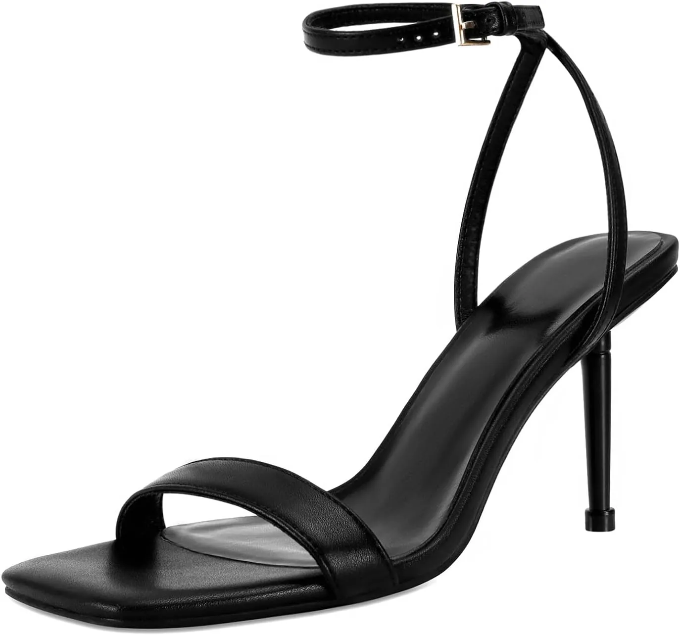 Dsevht Womens Heeled Sandals Square Open Toe Sexy Stiletto High Heels Strappy Ankle Strap Sandal Comfort Dress Party Shoes