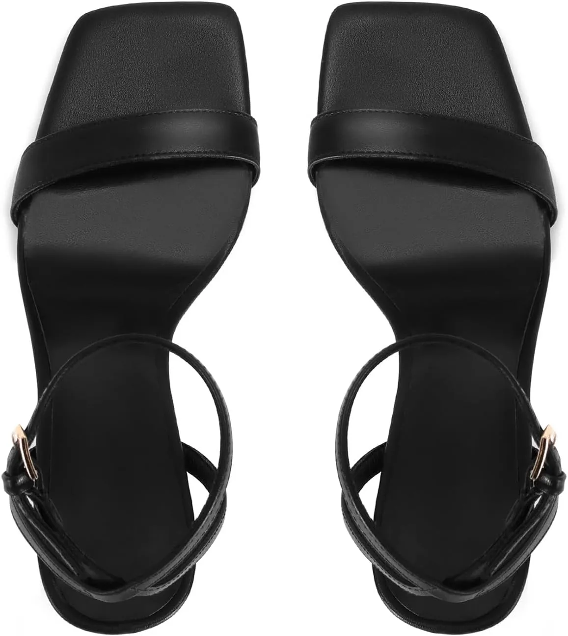 Dsevht Womens Heeled Sandals Square Open Toe Sexy Stiletto High Heels Strappy Ankle Strap Sandal Comfort Dress Party Shoes