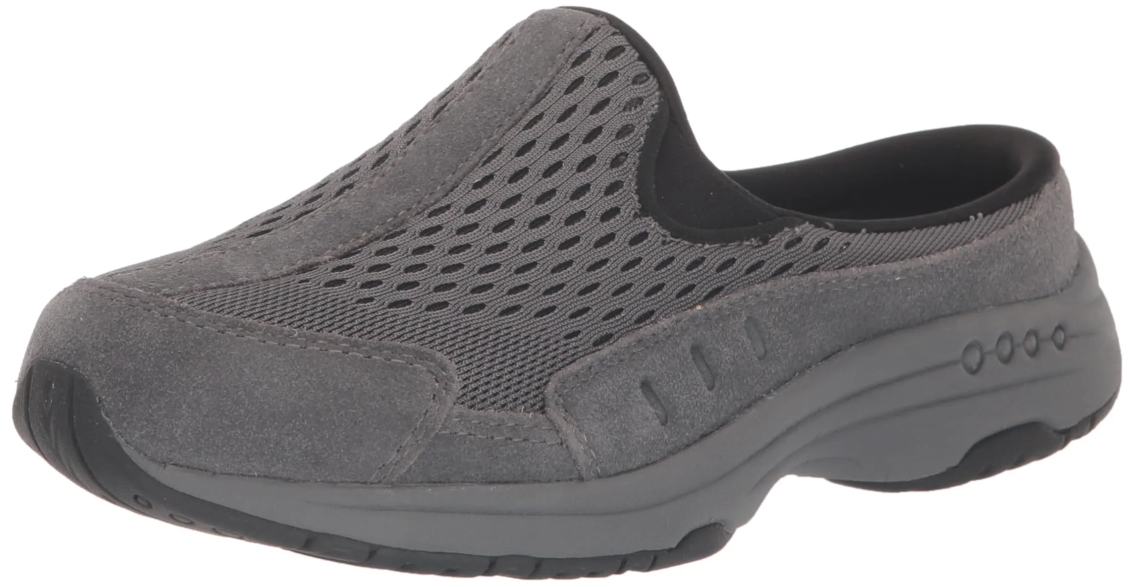 Easy Spirit Women's Traveltime Mule, Dark Grey Suede Multi, 8