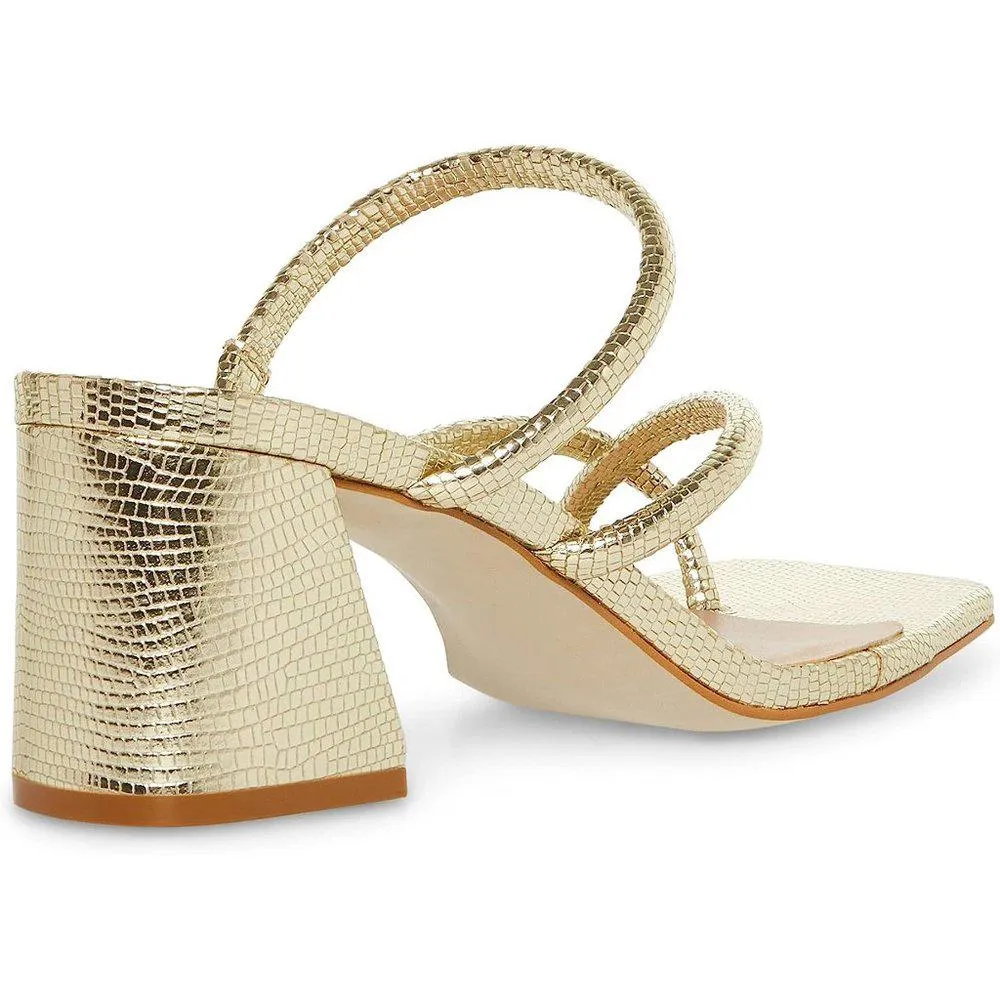 Effie Gold Lizzard Strappy Block Heeled Sandals