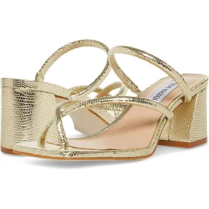 Effie Gold Lizzard Strappy Block Heeled Sandals