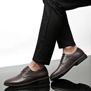 Elegant Black Lace-up Dress Shoes Men's Casual Business Office Leather Shoes Luxury Mens Waterproof Oxford