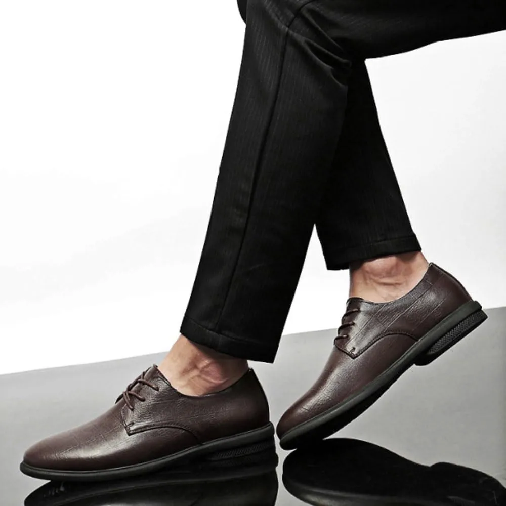 Elegant Black Lace-up Dress Shoes Men's Casual Business Office Leather Shoes Luxury Mens Waterproof Oxford