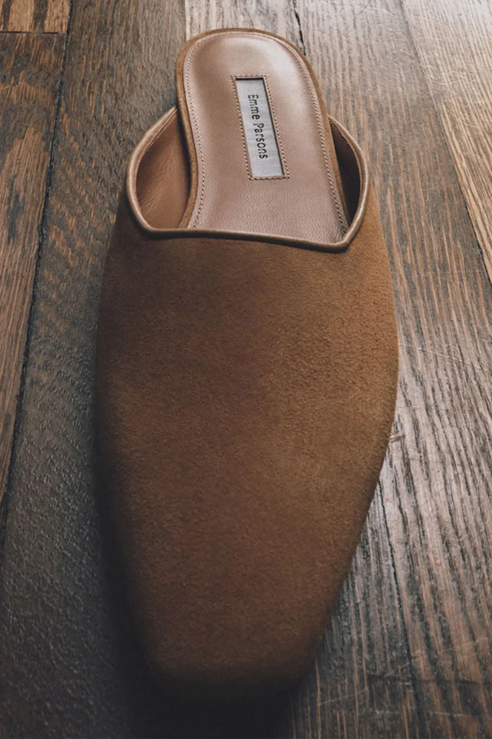 Flat Mule in Caramel Suede