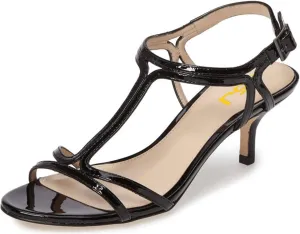 FSJ Women Casual T-Strap Sandal Open Toe Stacked Kitten Heel Strappy Rhinestone Shoe Size 4-15 US