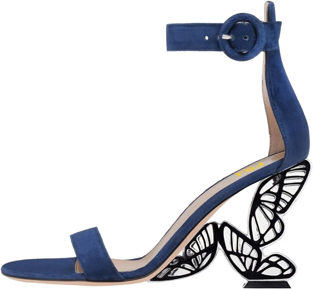 FSJ Women Dressy Open Toe Ankle Strap Butterfly High Heel Sandal Strappy Date Cocktail Nightclub Pumps Shoes Size 4-16 US