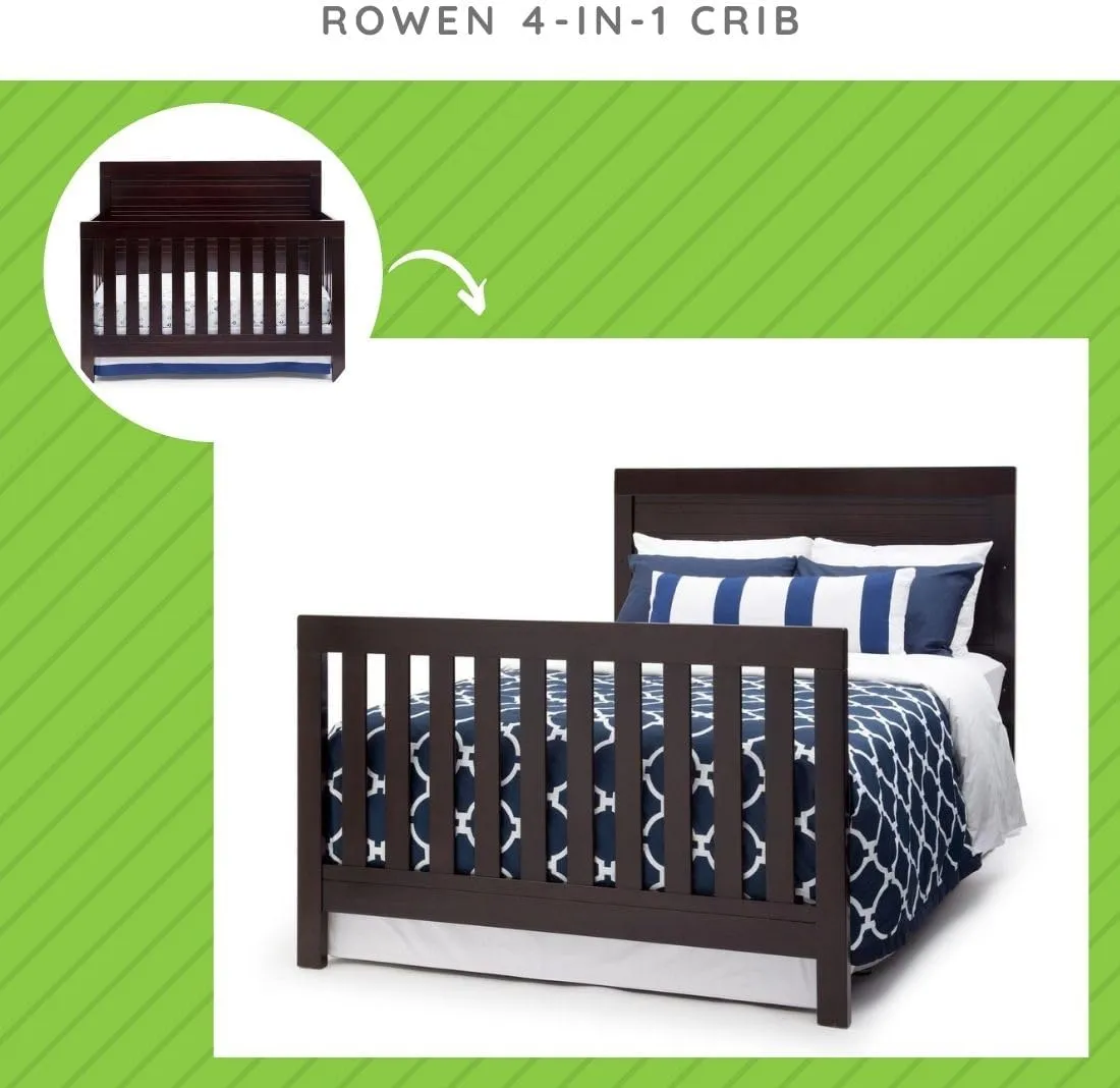 Full-Size Conversion Kit Bed Rails #0050 for Delta Children Convertible Cribs - Solid Wood Rail - Toddler and Adult Bed Rail for Full-Size Beds - Nursery and Baby Furniture (Black Espresso - 907)